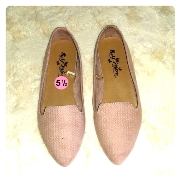 COPY - Plush Pink Suede Flats - Picture 1 of 4